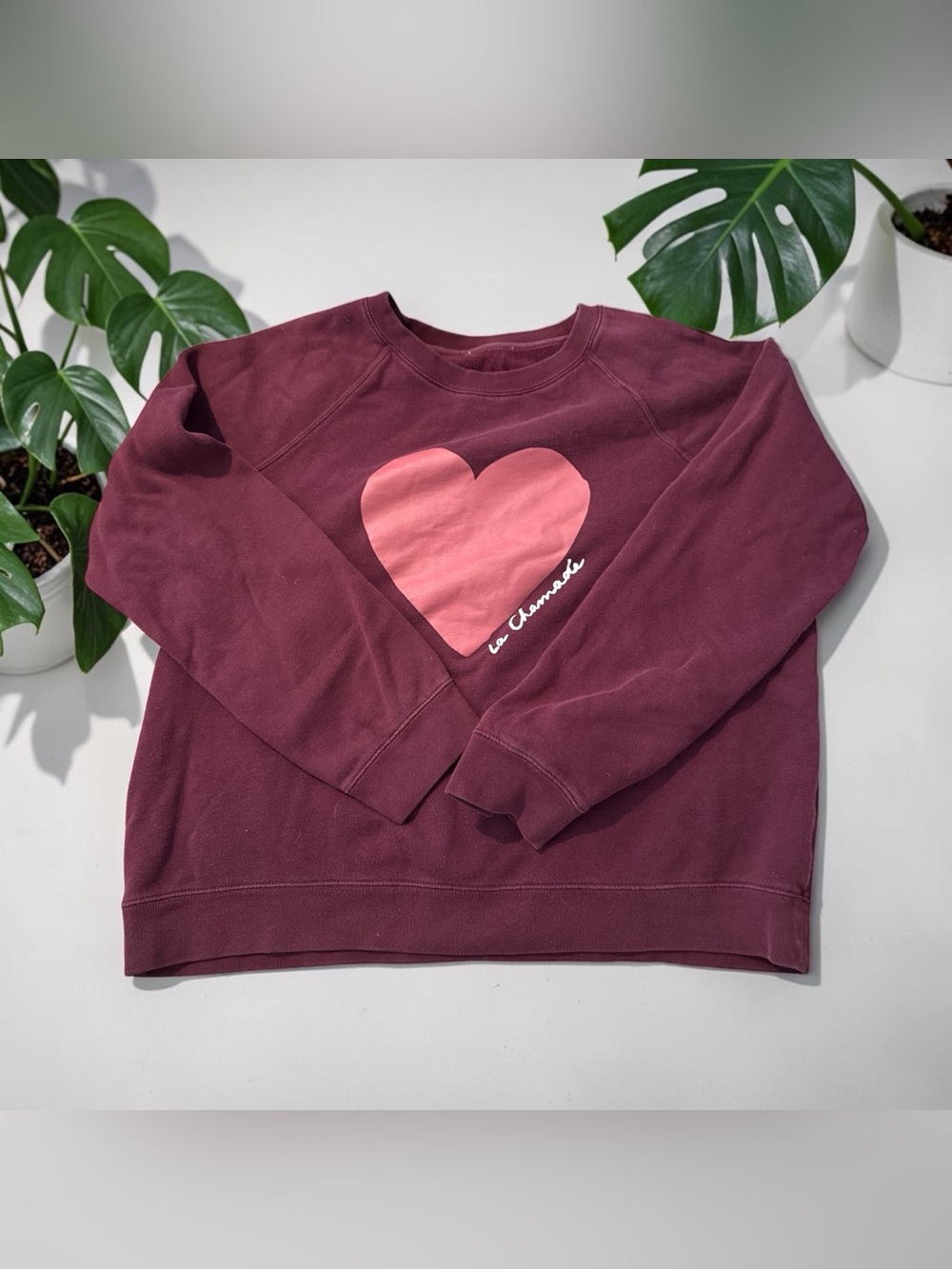 Sézane Graphic La Chamade Burgundy Heart Sweatshirt